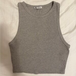 Zara Gray Ribbed Crop Top